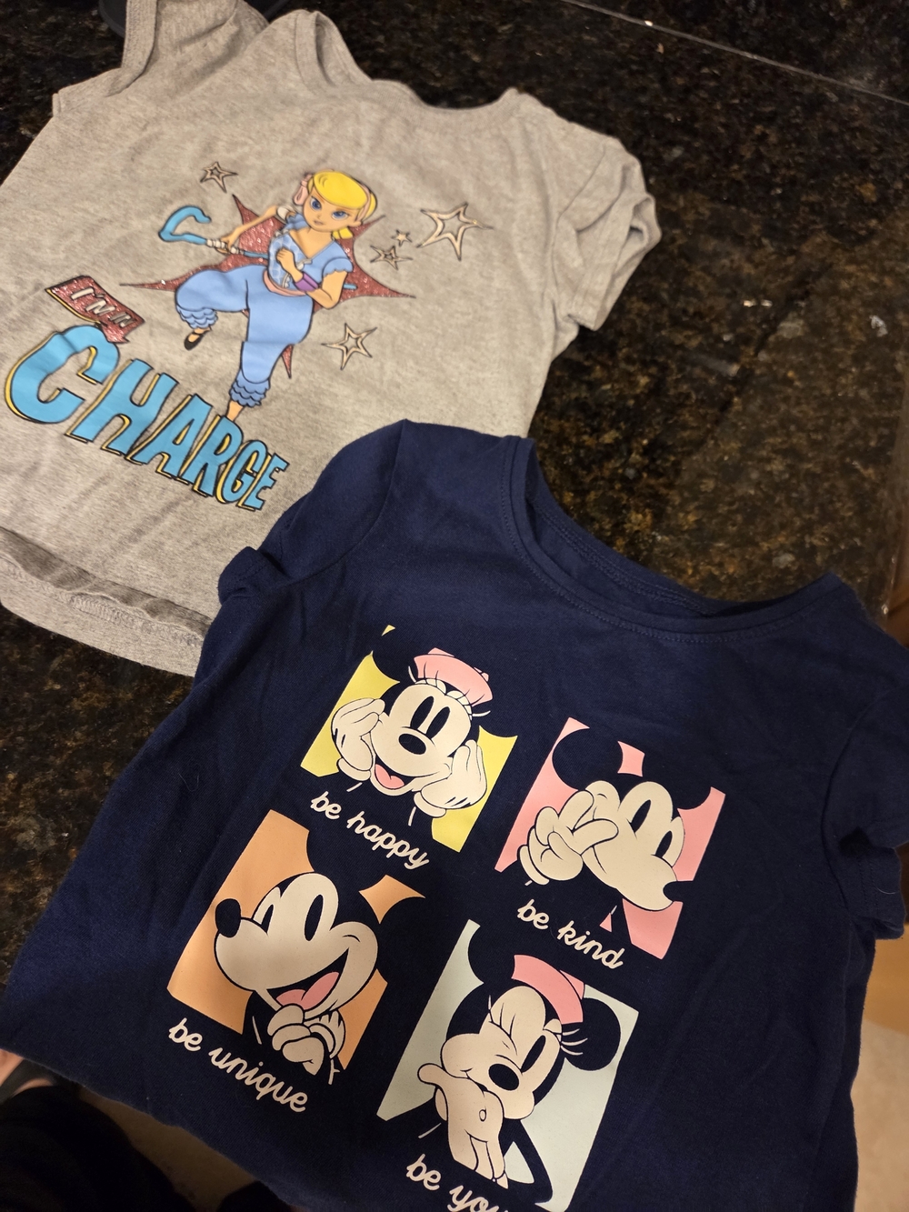 Disney Navy & Gray Kids Graphic Tees - Minnie & Mickey Panels